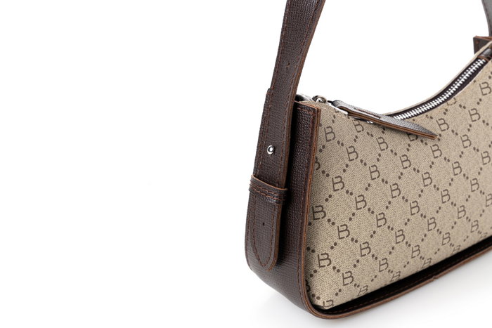Lucky Bees Bolso de Hombro 1296, Crema y Marrón, Elegante y Funcional, Cuero de Polivinilo, 23x7x15 cm